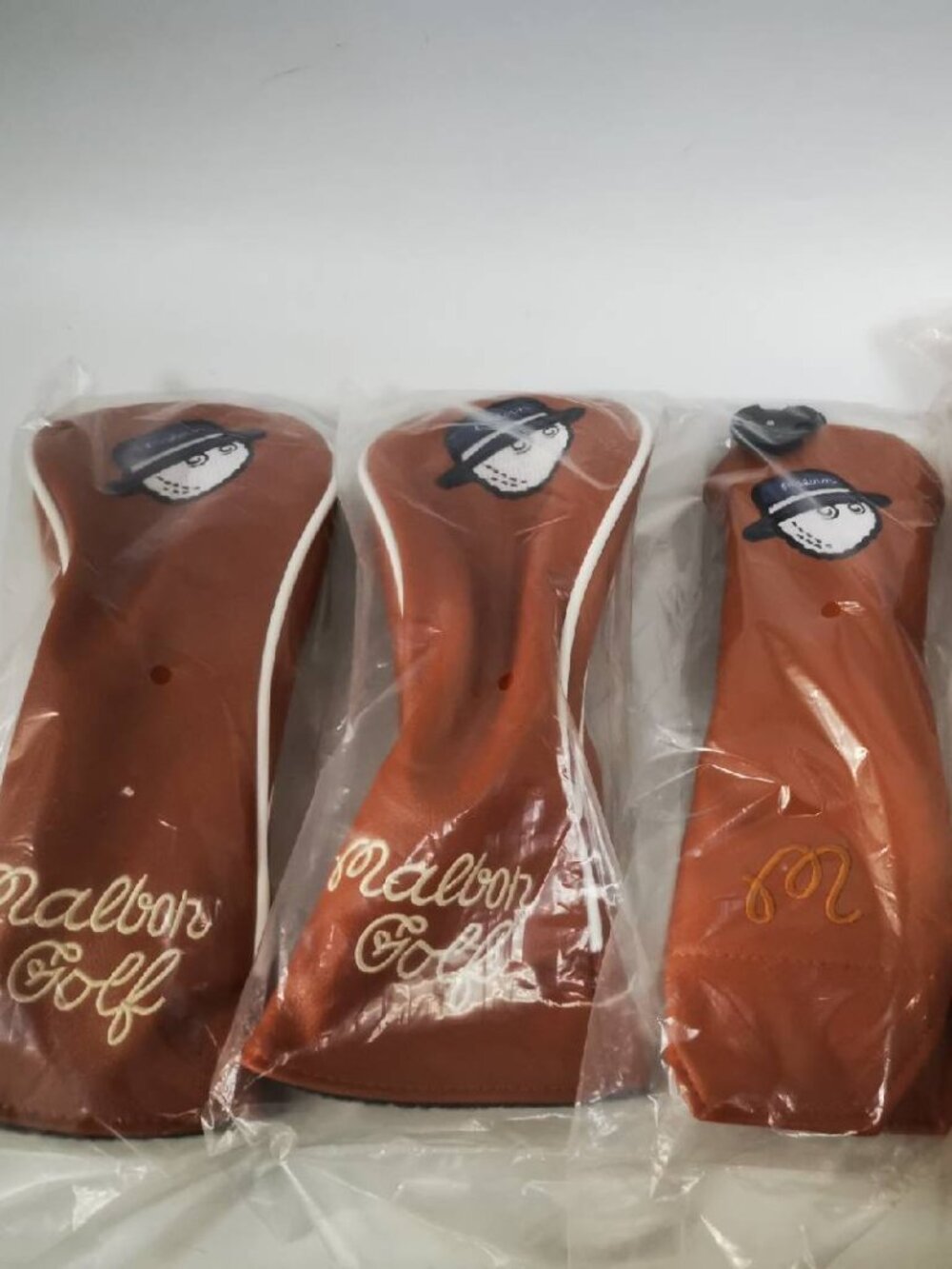 Malbon Golf Club Headcovers Fisherman Hat Brown Wood Driver Hybrid Putter